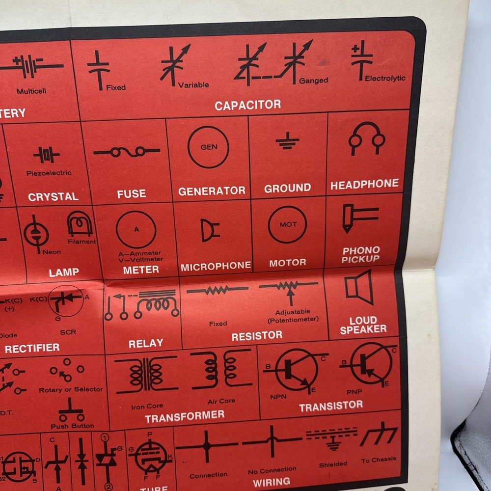 1973 22x34 Calectro Electronic Symbols Wall Chart Poster