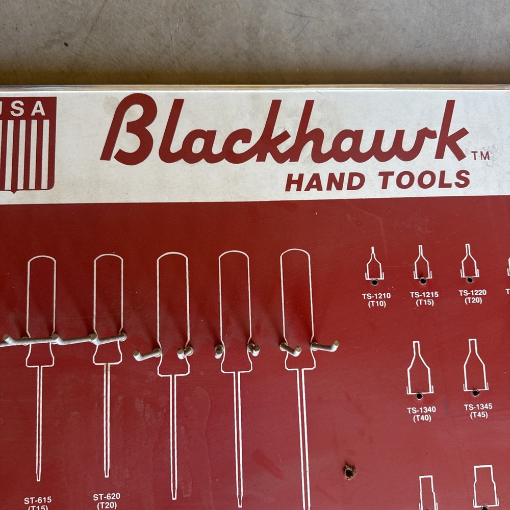 Vintage Black Hawk Hand Tools Display Advertisement Board DBD-18A