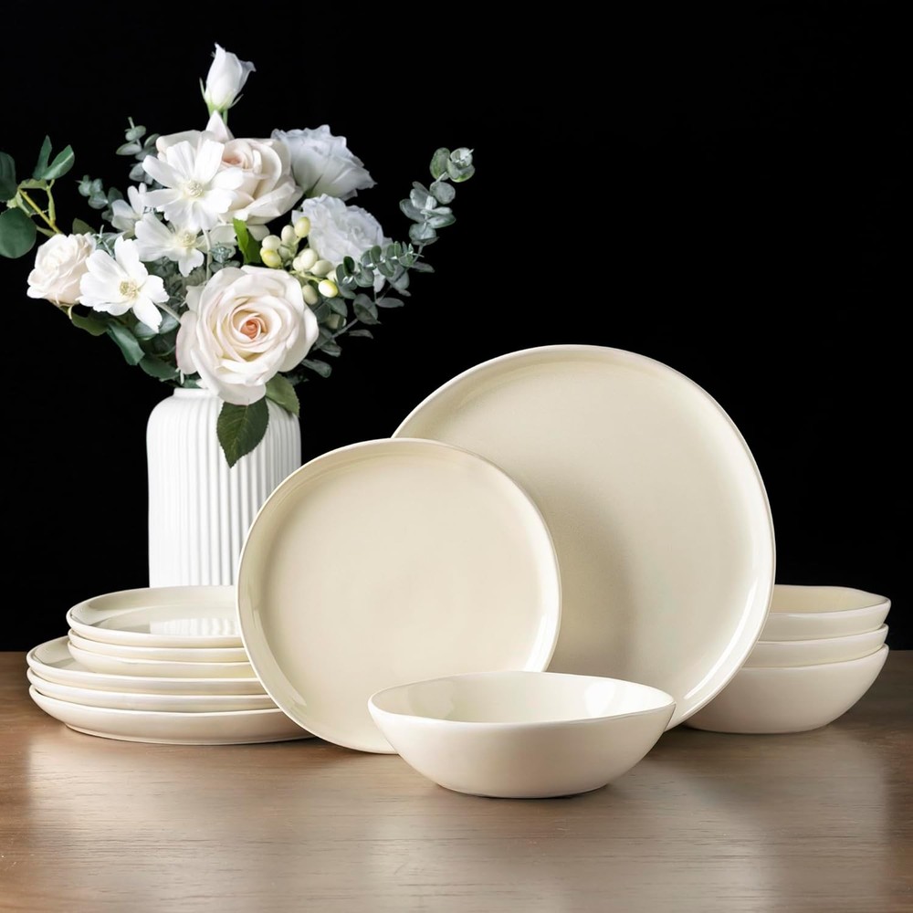 Ceramic Dinnerware Sets,Handmade Reactive Glaze Stoneware Plates & Bowls