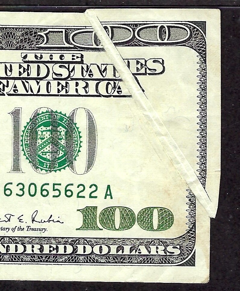 🇺🇸 ERROR 1996 $100 KANSAS CITY ♚♚GUTTER FOLD ERROR♚♚ PMG CHOICE VERY FINE 35