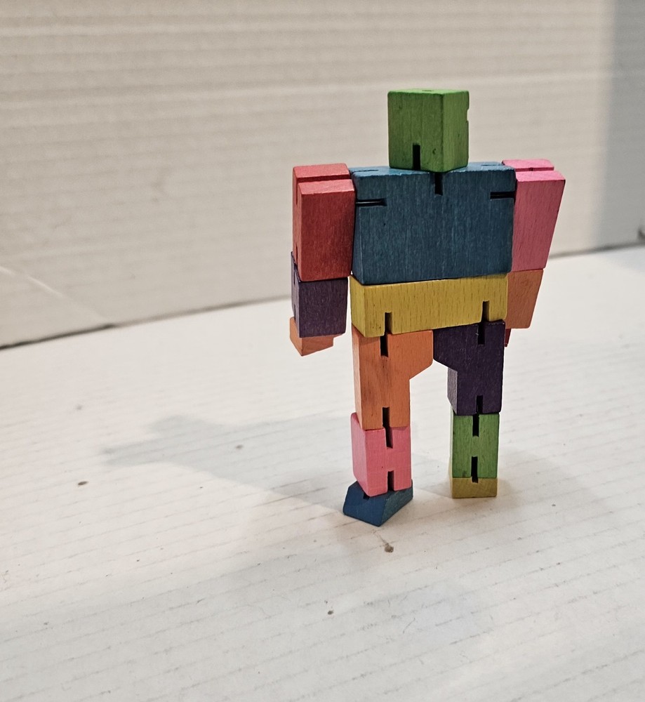 Cubebot Areaware by David Weeks Studio Multicolor Wood Cube Puzzle Robot