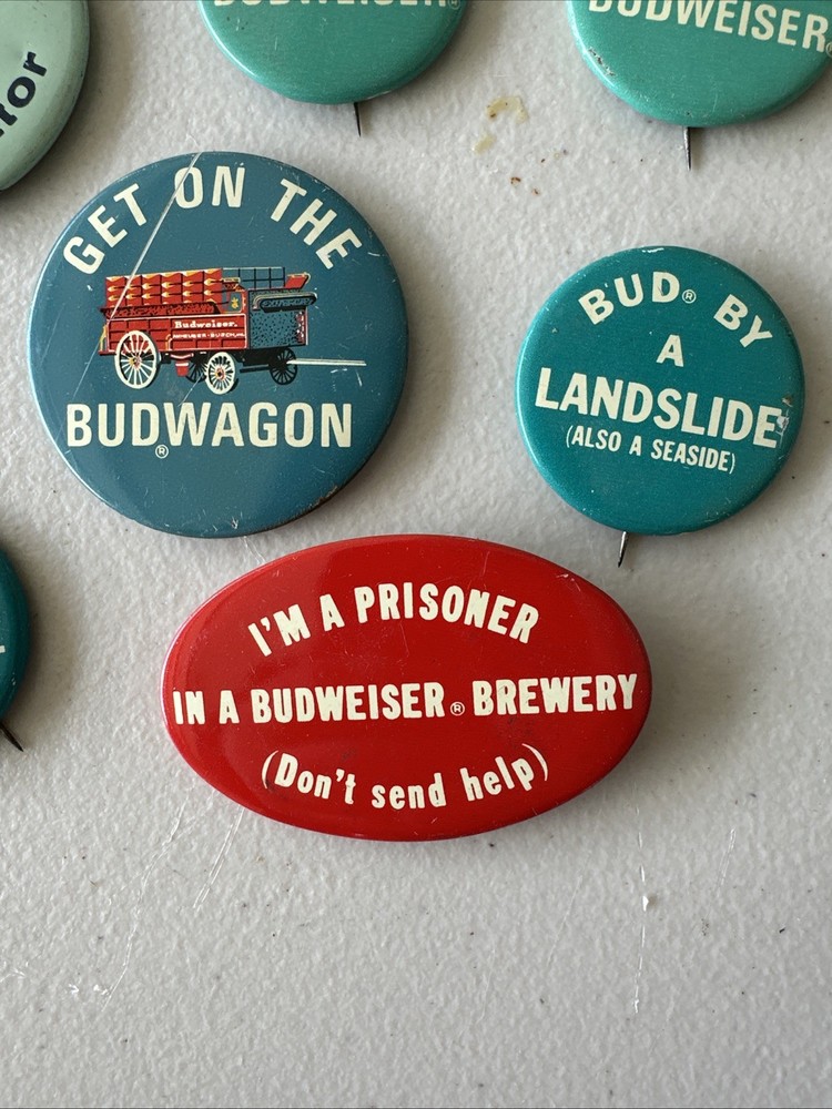 7 Vintage Budweiser Pinbacks