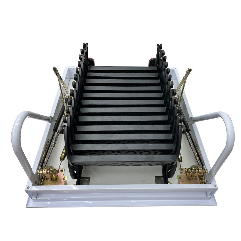 Black Loft Extension Ladder, Carbon Steel Pull Down Retractable Ceiling Access S