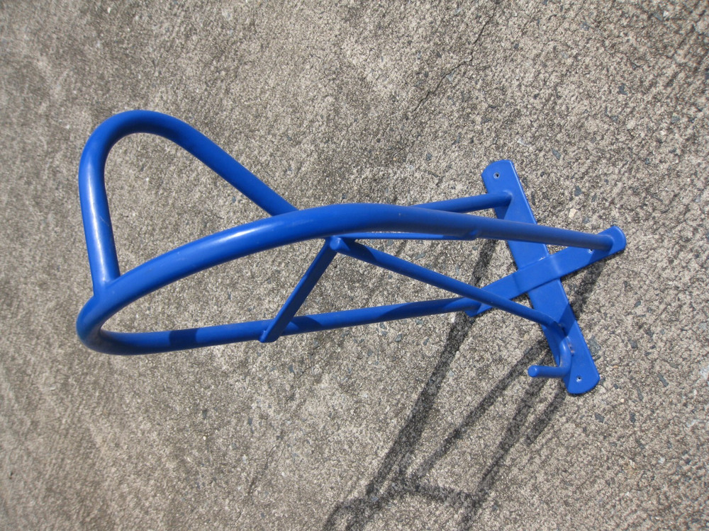 Blue Coated Wall-Mounted Saddle Rack with Halter Hook