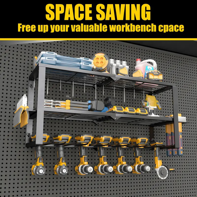 3 Layer Power Tool Organizer Wall Mounted Power Tool Rack Drill Storage Rack 26"