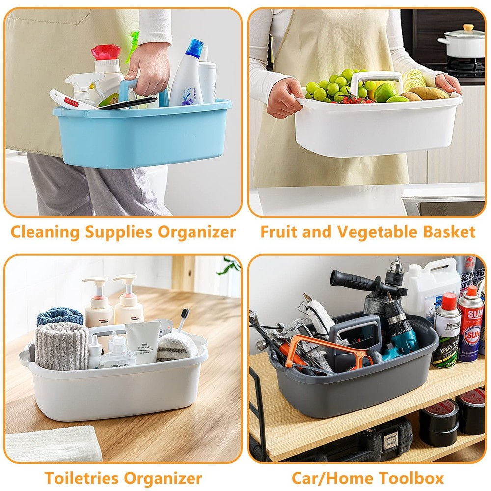 2 Pack Multi-Purpose Plastic Cleaning Caddy with Handle, Shower Caddy Organiz...
