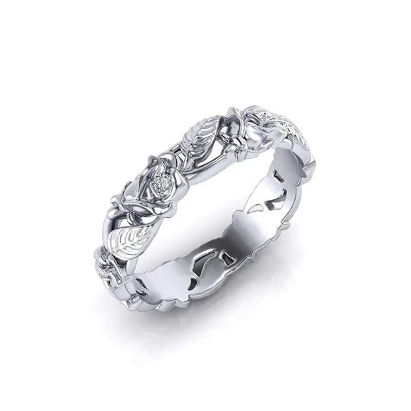 Retro Chic Flower Leaf Ring – Adjustable Vintage Style Jewelry