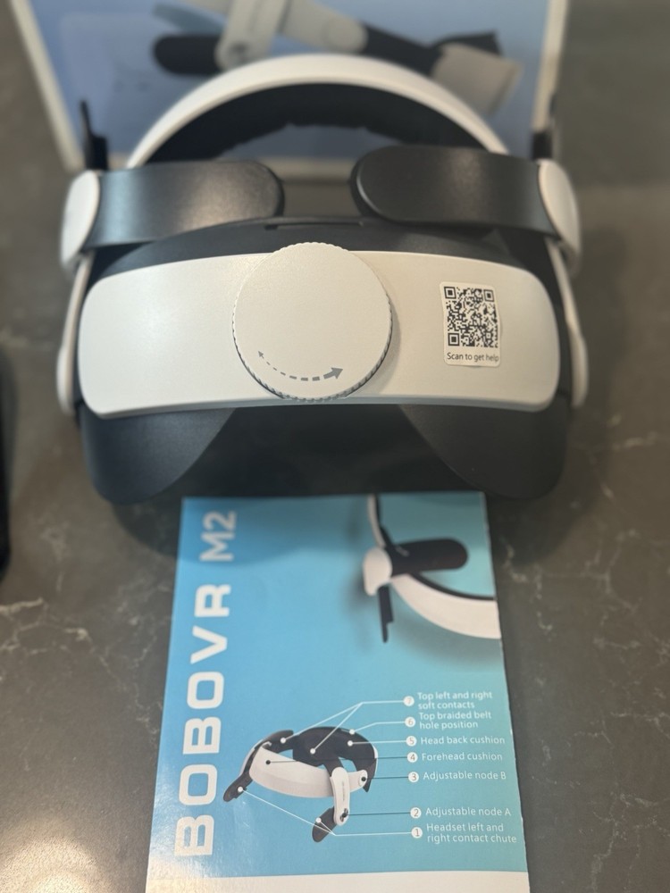BOBOVR M2 Head Strap for Quest 2 Headset, White/Black, Model M2