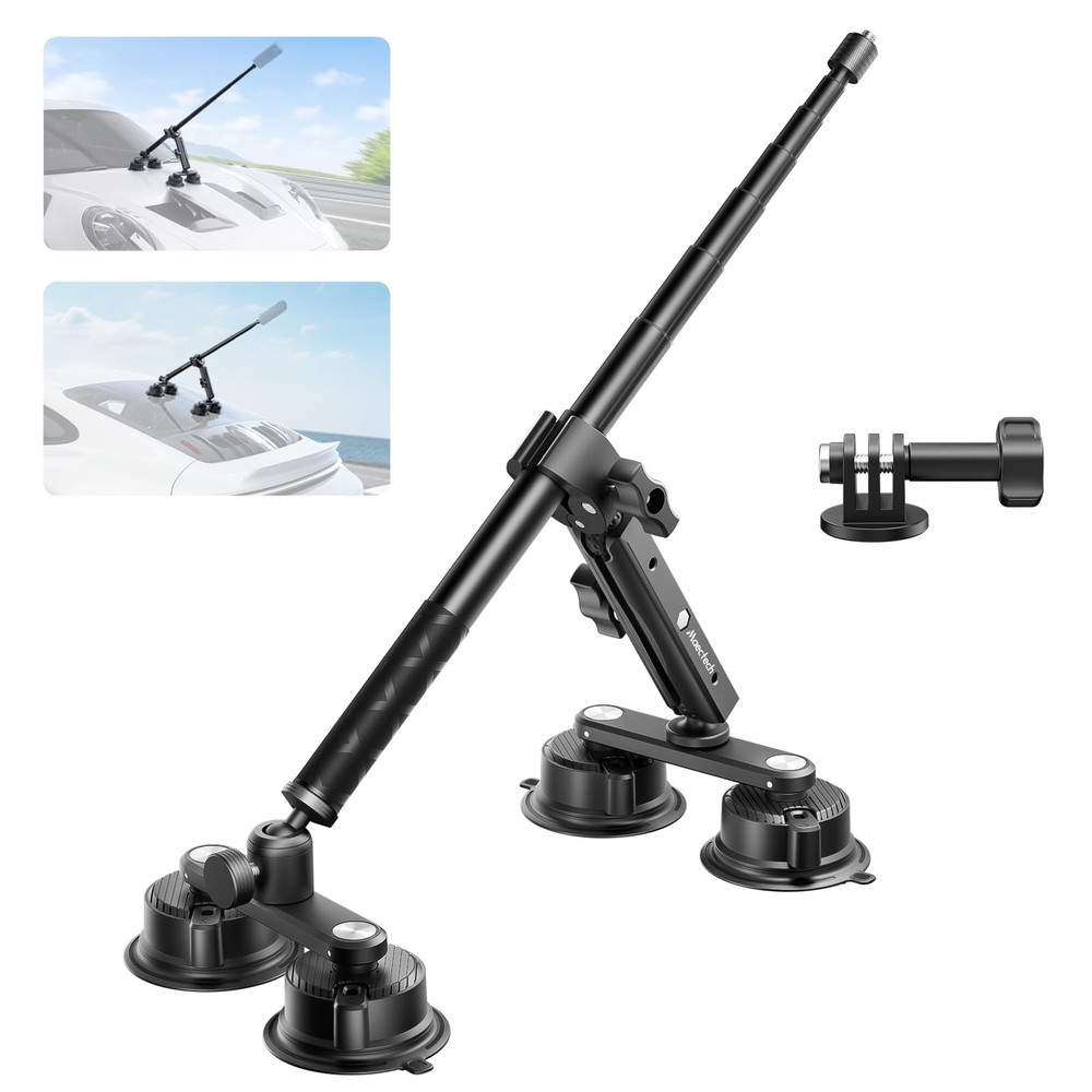 Maectech Four Suction Cup Car Mount Kit for Insta360 Black