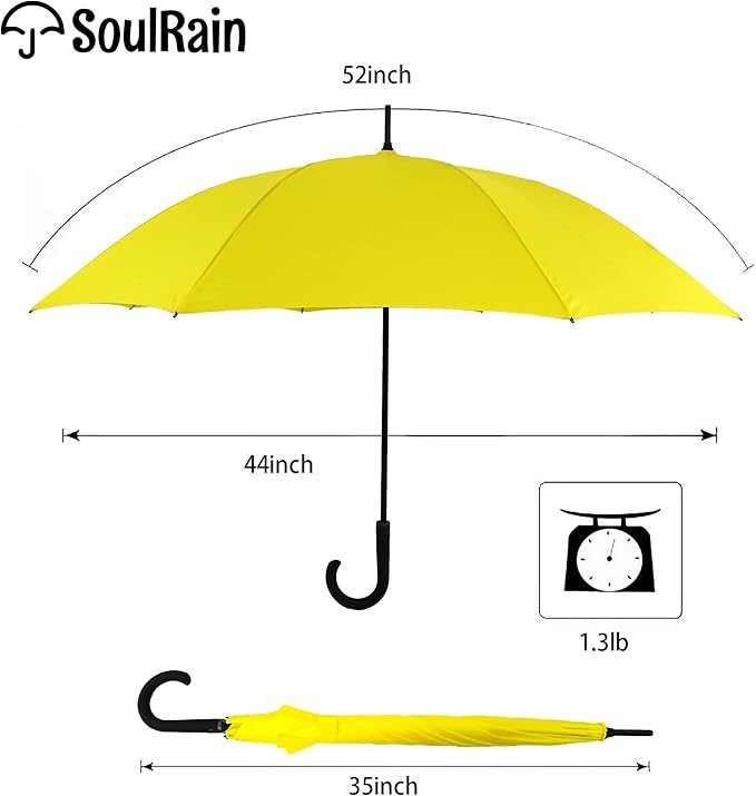 50 Inch Large Stick Umbrella Windproof Automatic Open Oversized J Handle Umbr...