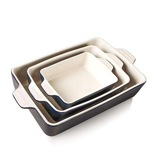 Ceramic Bakeware Set, Rectangular Baking Dish Lasagna Pans for Cooking, Navy
