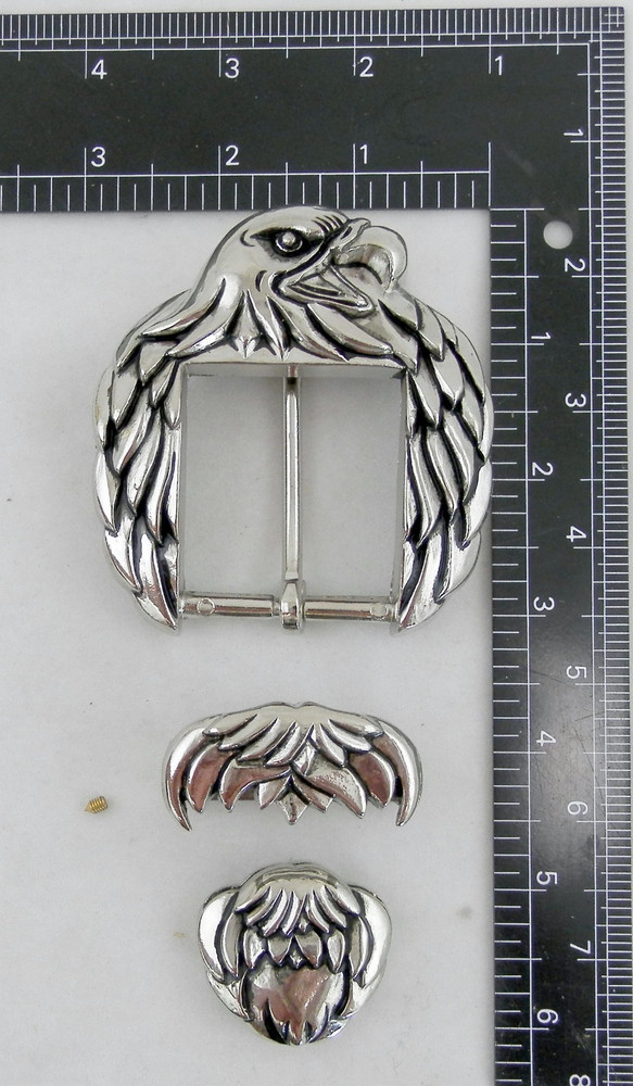 1-1/2" Eagle 3-Piece Belt Buckle Set (Nickel Plate)