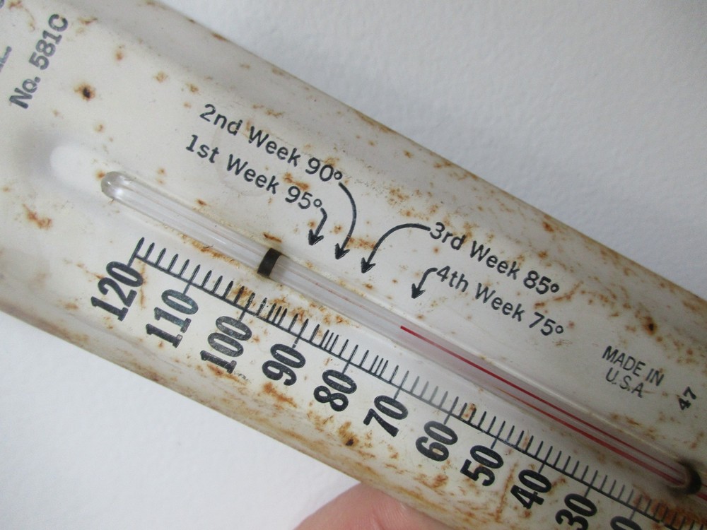 Vintage Metal Brower Brooder Thermometer Made In U.S.A
