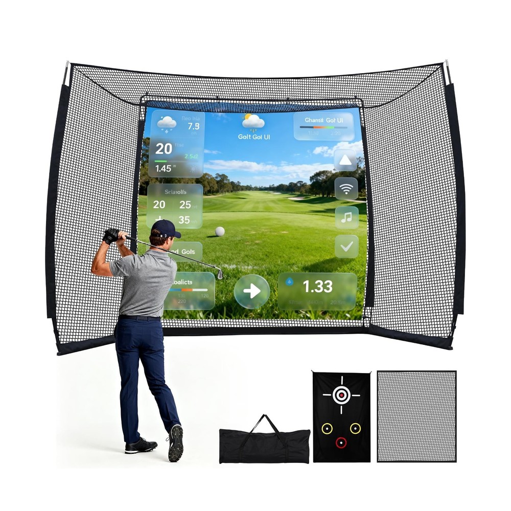 Golf Practice Hitting Net with HD Simulator Screen and Target Cloth, 10x8 FT ...