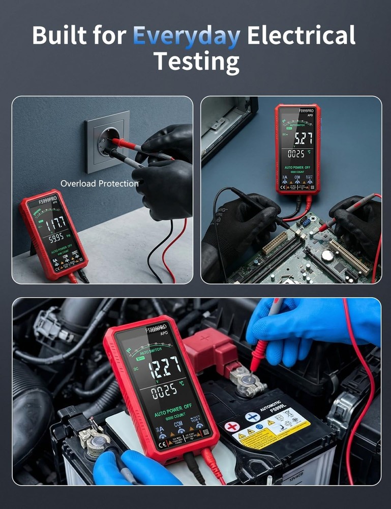 Digital Multimeter, Auto-Ranging Smart Electrical Tester, 6000 Counts TRMS, U...