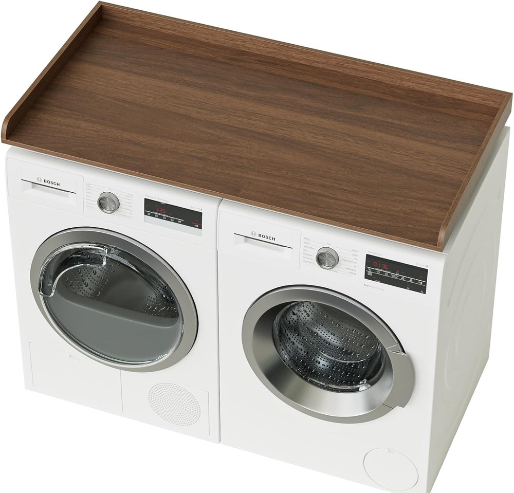Walnut Laundry Countertop for Washer & Dryer - 27.6" x 54" Storage Solution