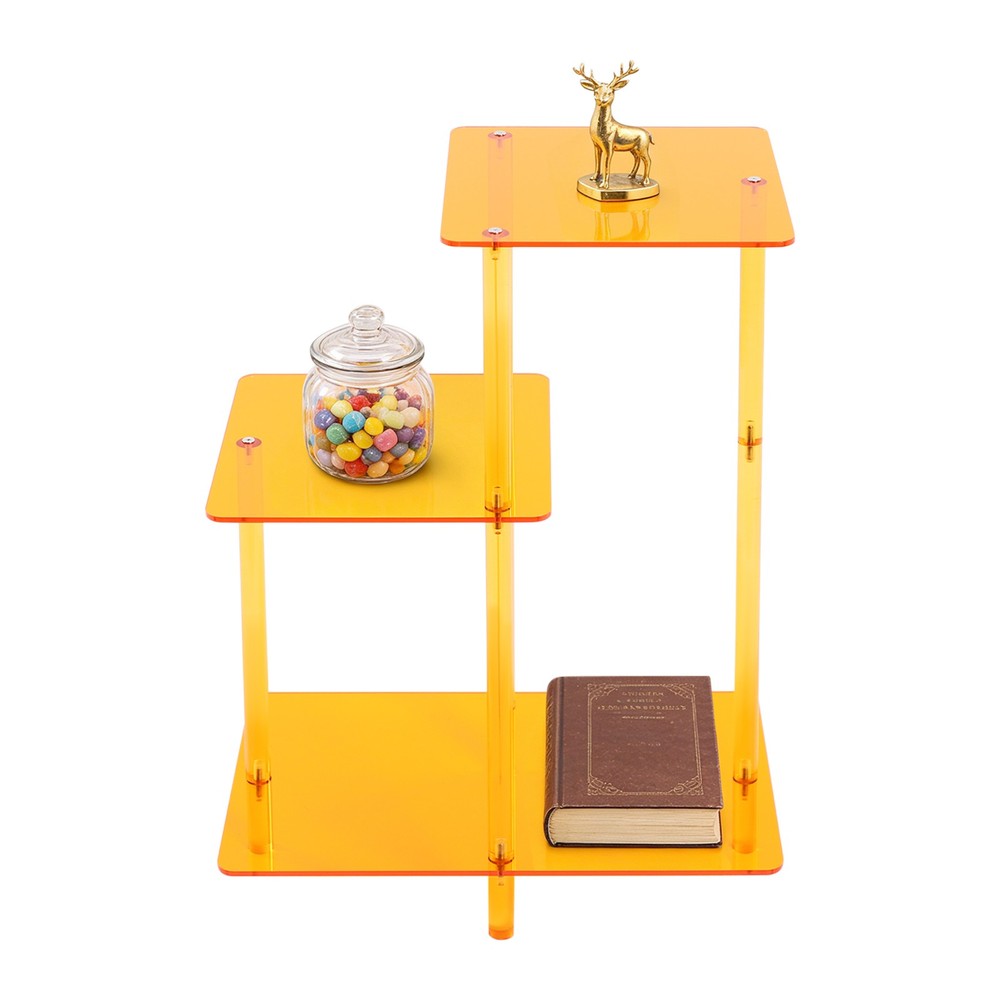 Acrylic Round Side Table 3 Tiers Step End Table Small Bedside Table