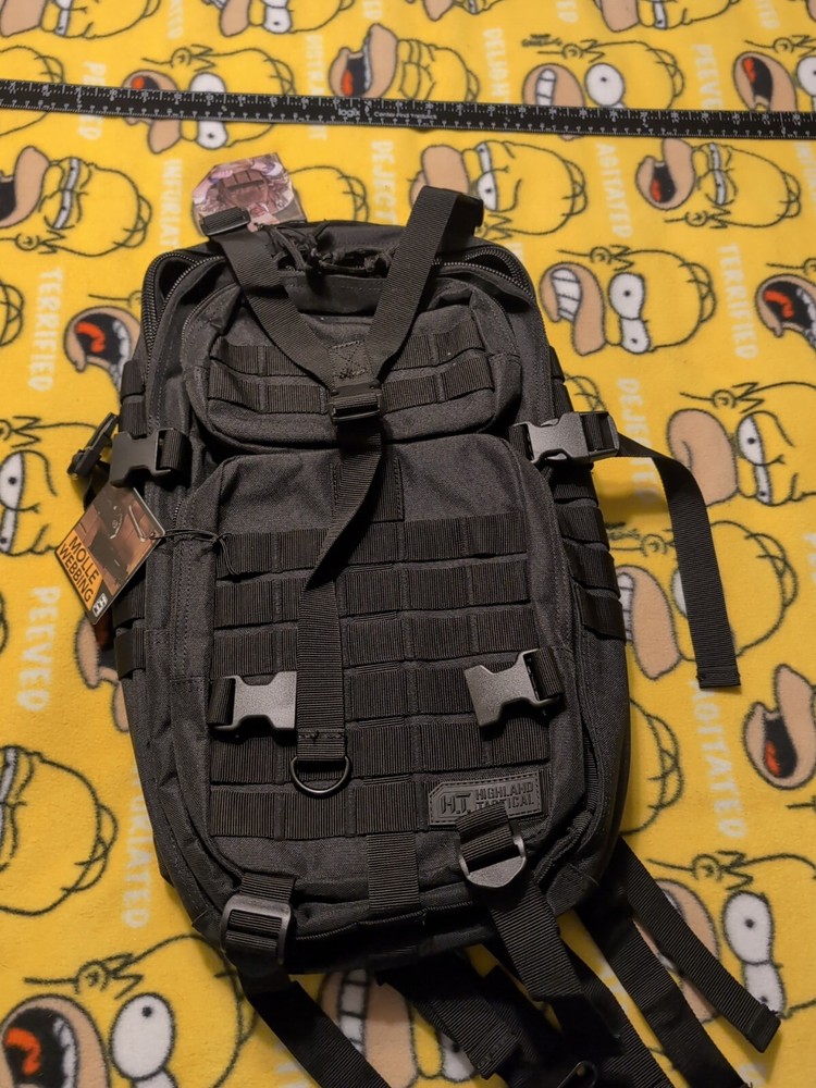 Highland Tactical Vantage Tactical BackpackBlack Molle Webbing NWT