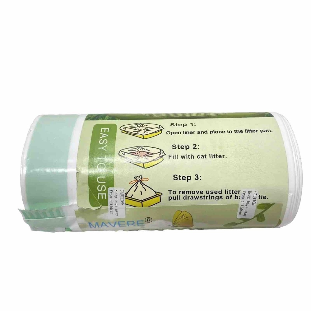 Kitty Litter Liners/Roll Super Thick Cat Litter Pan Liners Drawstring Closure