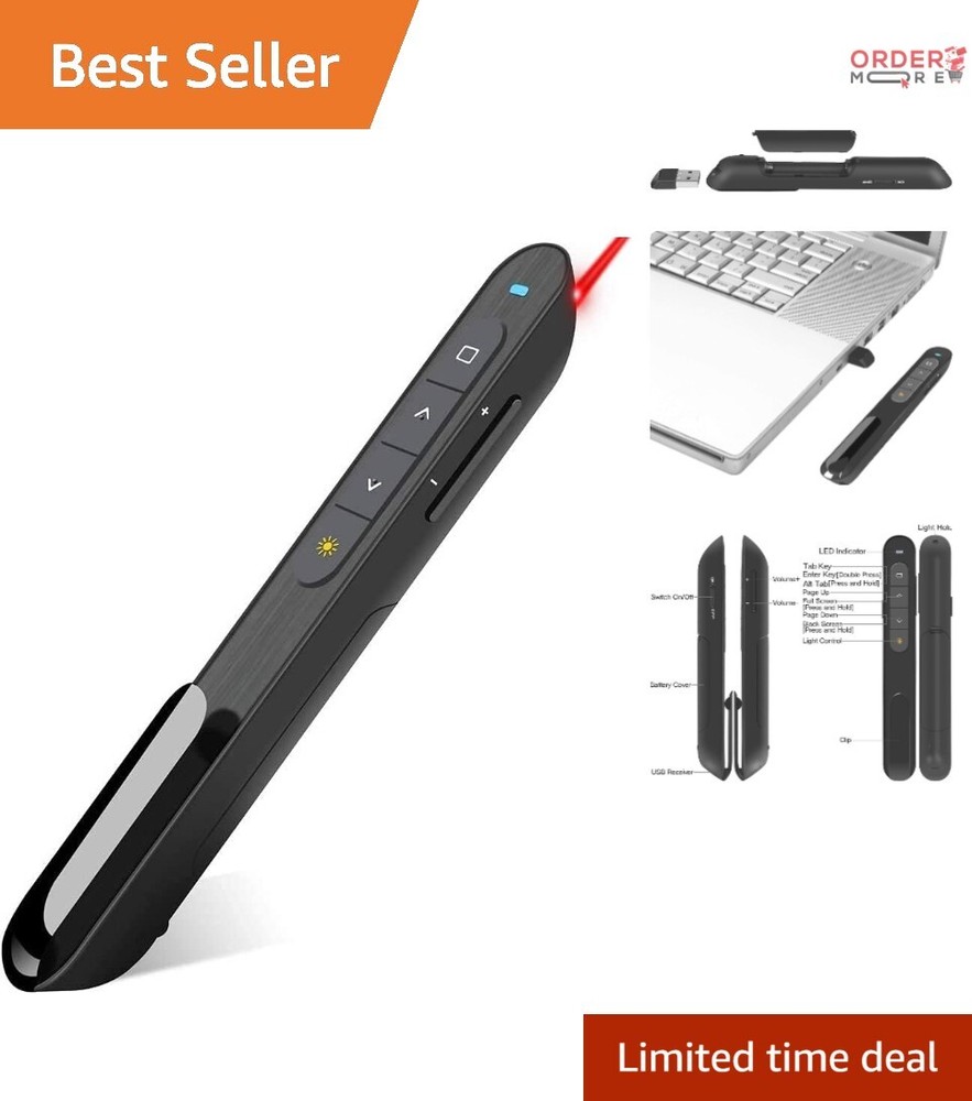 Wireless Presenter USB Clicker 100ft Range Volume Control Remote Pointer
