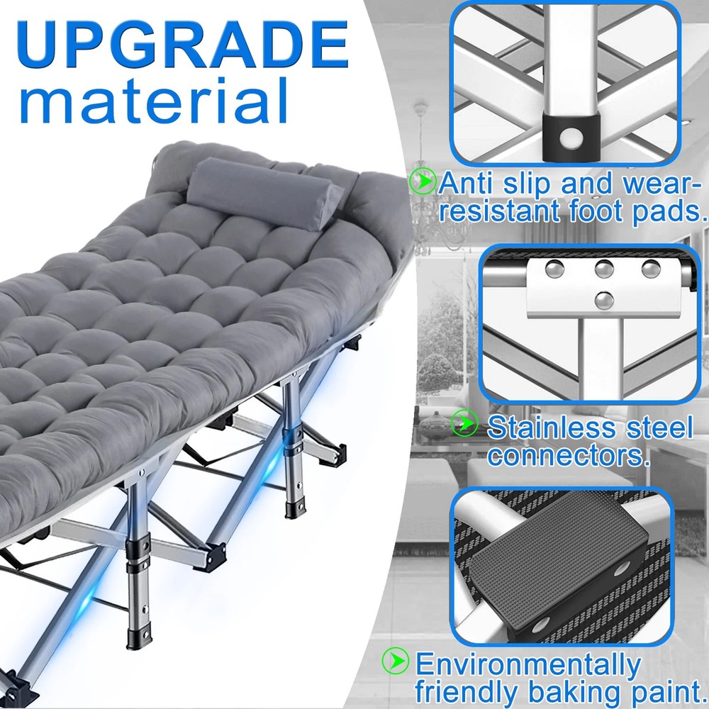 Folding Bed Cot with Pillow, 2 Sided Mattress Heavy Duty Folding Sleeping