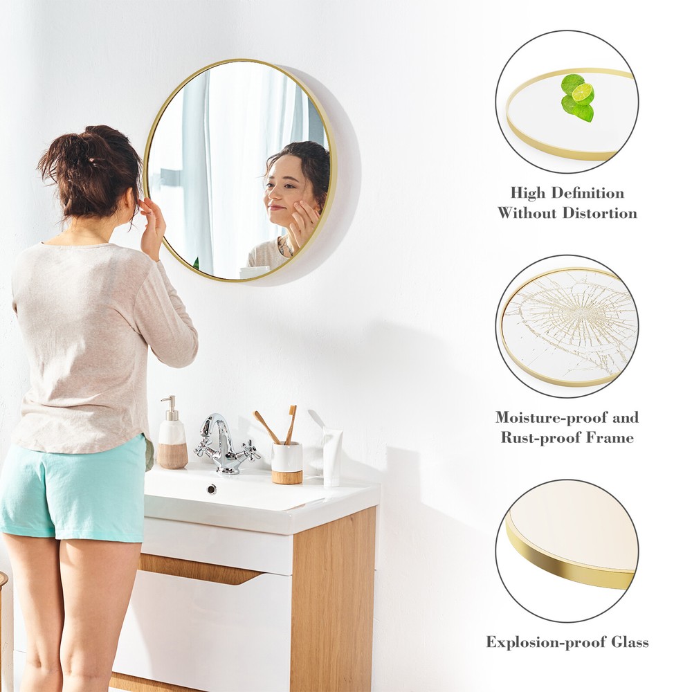 Round Wall Mirror Bathroom Mirror for Over Sink, Circle Wall Mounted Mirror