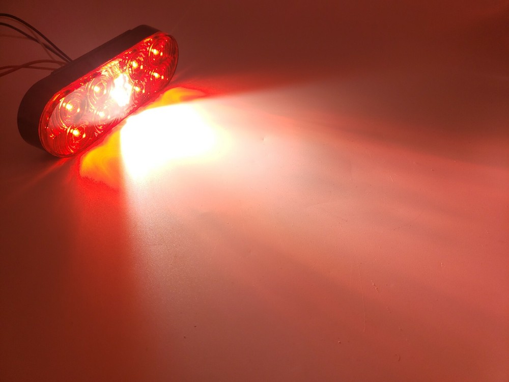 Two 6" Oval Red LED TecNiq Hybrid Reverse Lights RV Camper Trailer
