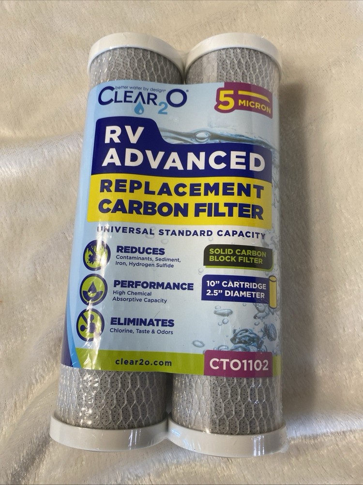 Clear 2O RV ADVANCED 5 MICRON CARBON FILTER CT01102.  UNIVERSAL CAPACITY