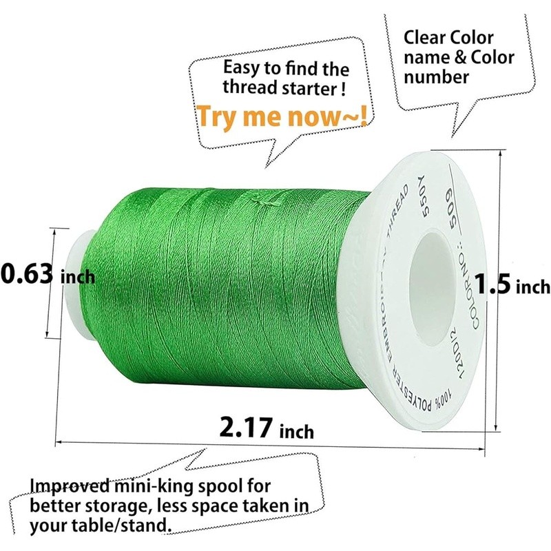 120 Colors Polyester Embroidery Thread Kit Assorted Spools Machine Use