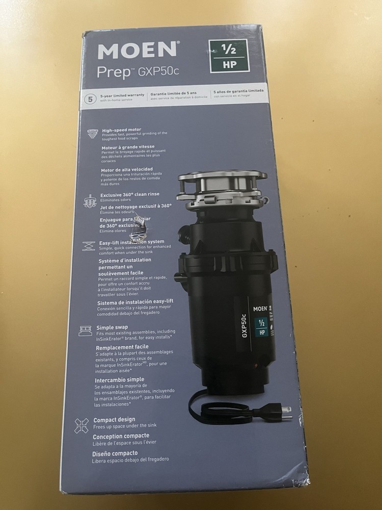 Moen GXP50C 1/2HP Continuous Feed Garbage Disposal New