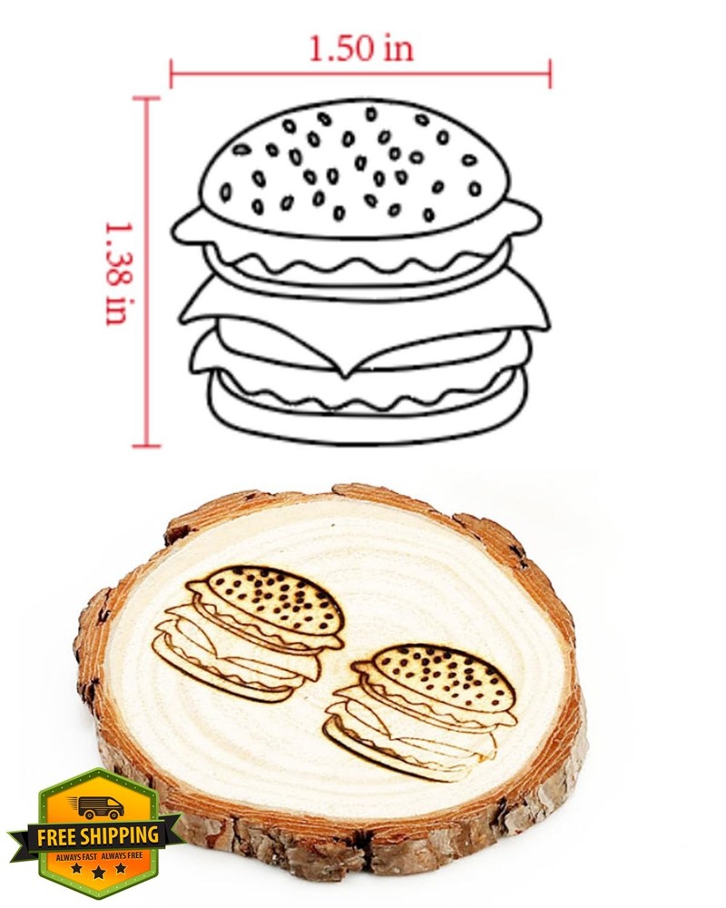 AIMOADO Hamburger Branding Iron 1.5 Inch Brass Stamp