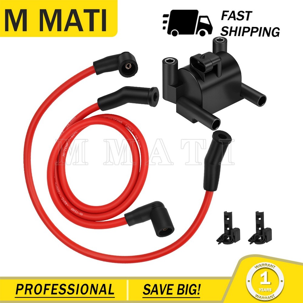 Ignition Coil w/ Spark Plug Wire Cap for FXD FXDB FXDC FXDF FXDL FXDLS FXDWG