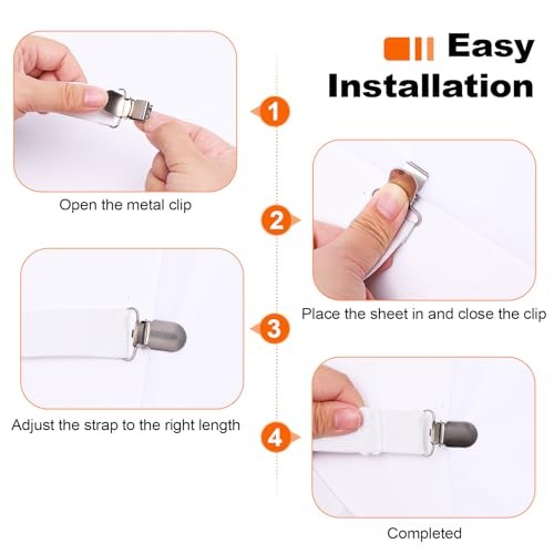Bed Sheet Holder Straps Fitted, Upgrade Elastic Adjustable Fasteners with