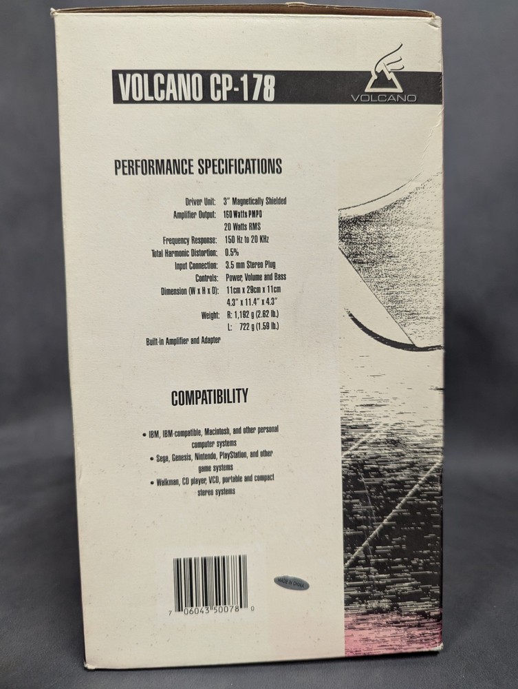 Vintage Volcano Cp-178 Computer Speakers NOB