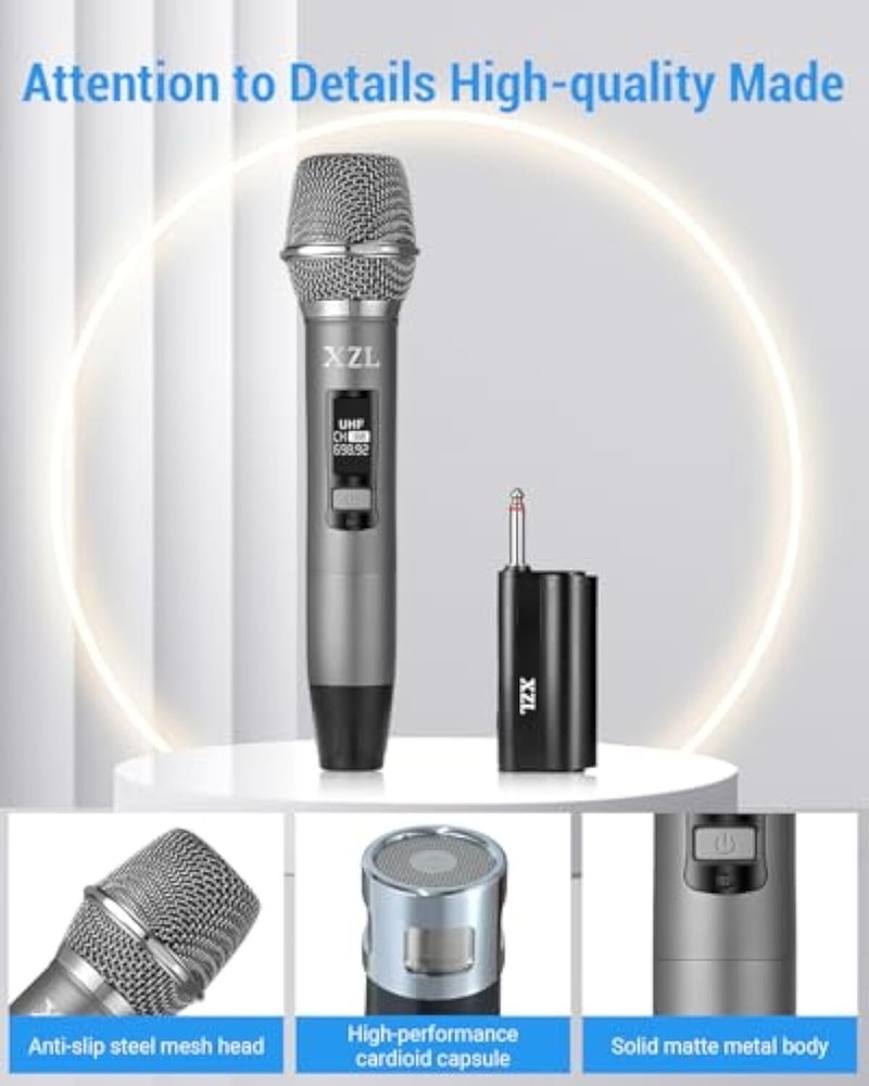 Gray Color Professional Wireless Microphone for Karaoke Singing