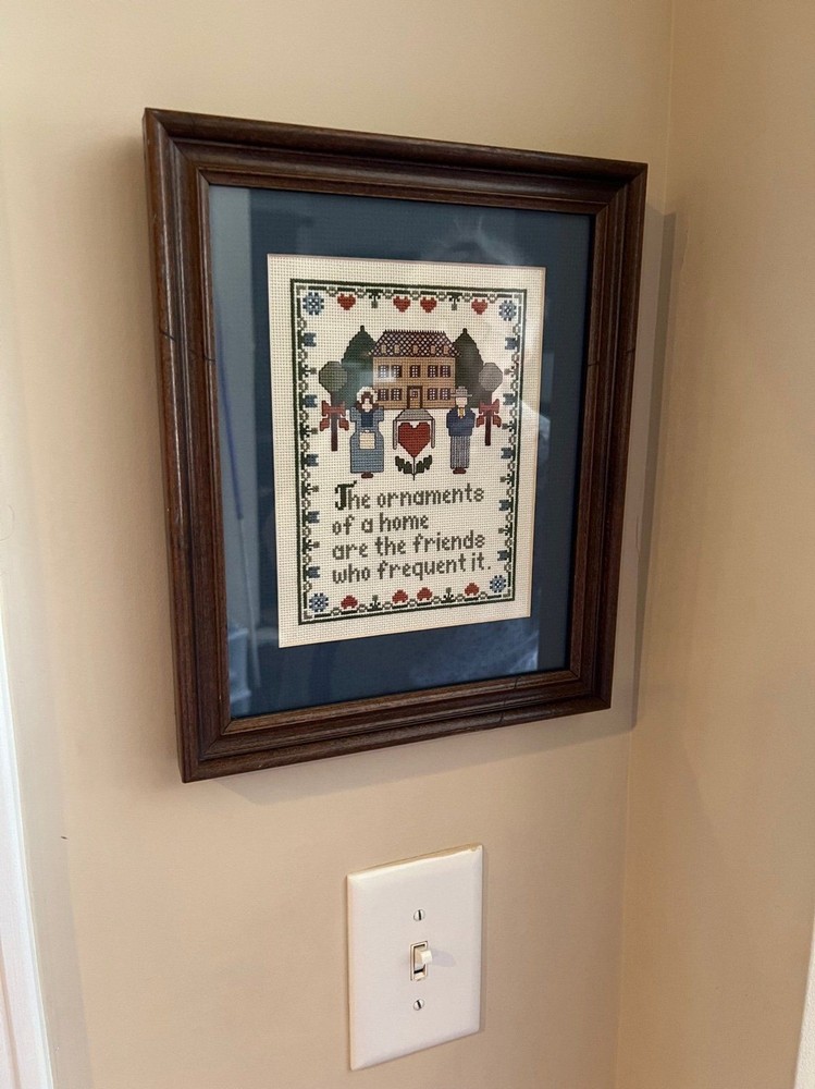 Framed Counted Cross Stitch Sampler