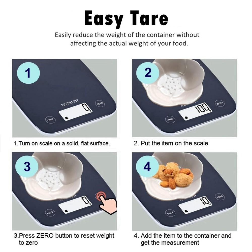 11lb Digital Kitchen Scale with Accurate Tare Function & User-Friendly Display