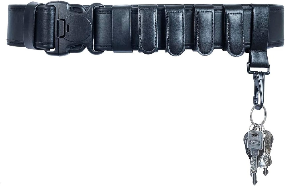 Duty Belt Keepers 4 Pack Double Snap + 1 Metal Key Clip Holder Tactical Set