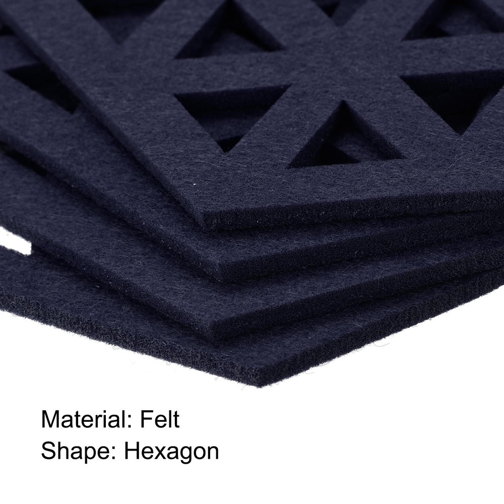 Felt Coasters 4pcs Hexagonal Pads Coasters Dark Blue