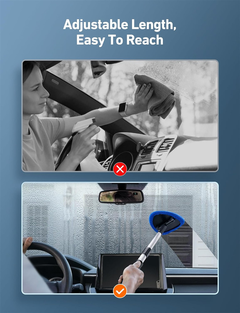 Windshield Cleaner Tool, Car Interior Window Detailing Cleaning Kit with Extenda