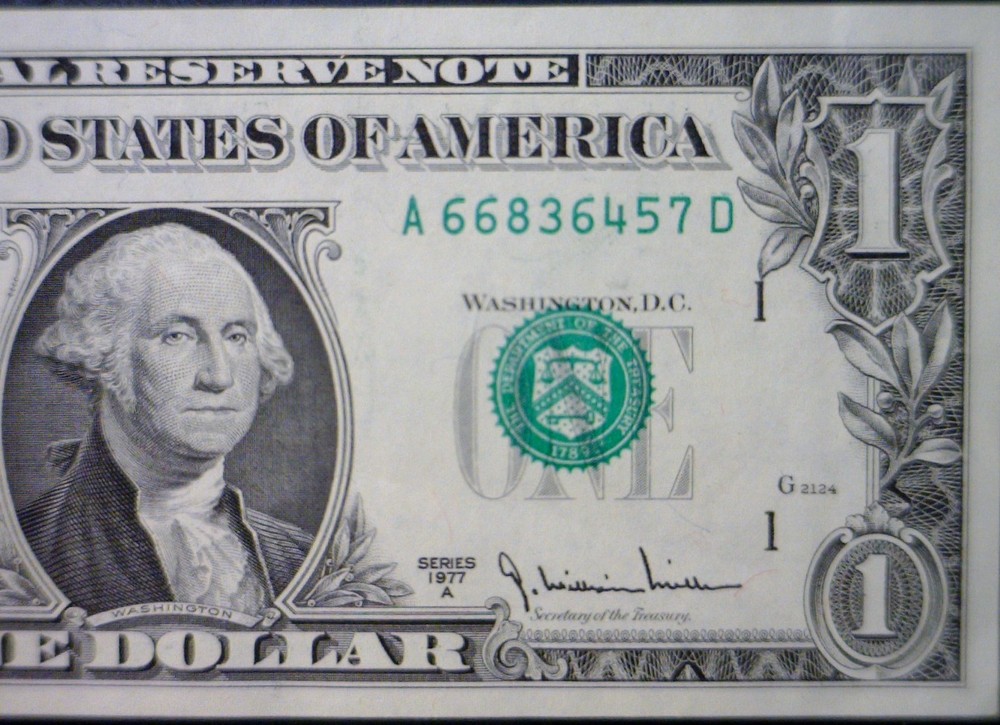 1977A ERROR $1 GEM CU 3rd Print Shift NICE Federal Reserve Note Currency NR