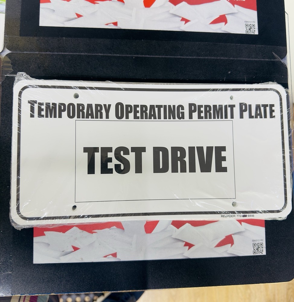 1 Test Driver Dealer Plate Tag Temporary Operating Permit