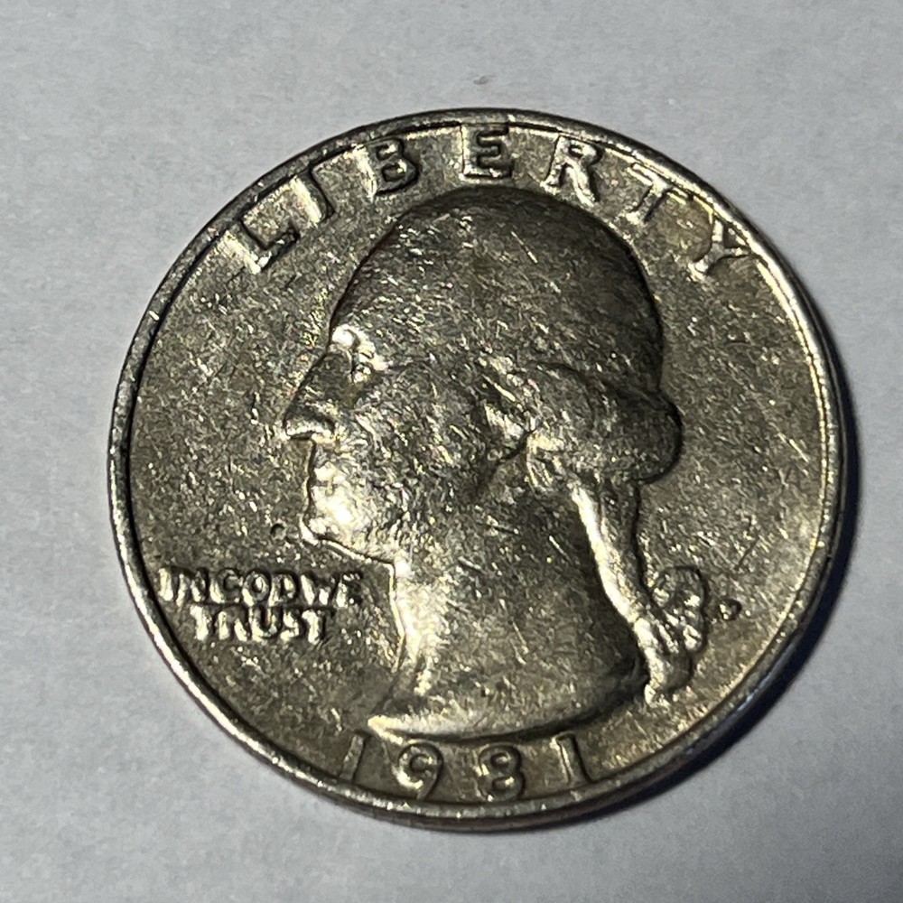 1981 P Washington Quarter Errors Strike Though Grease Unreadable Mint Mark #1