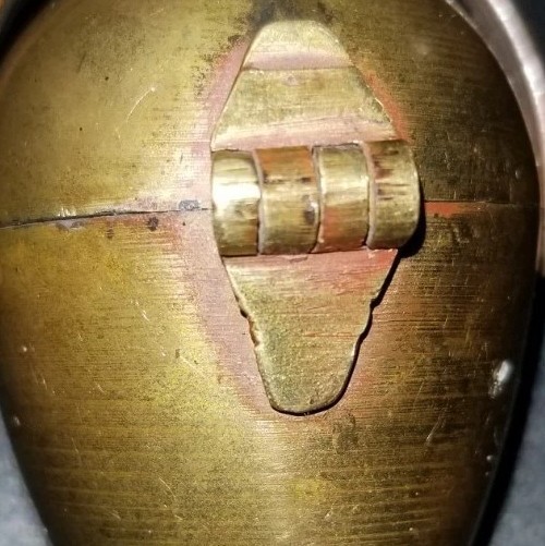 Antique Victorian Brass Egg Chataleine Thimble Needle Thread