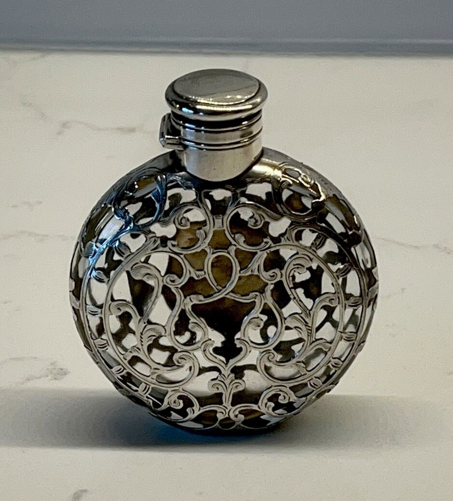 Gorham Sterling SILVER OVERLAY PERFUME FLASK