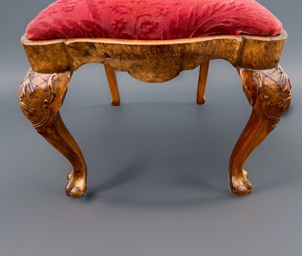 Pair Dutch Burr Walnut Carved Side Chairs, C 1870