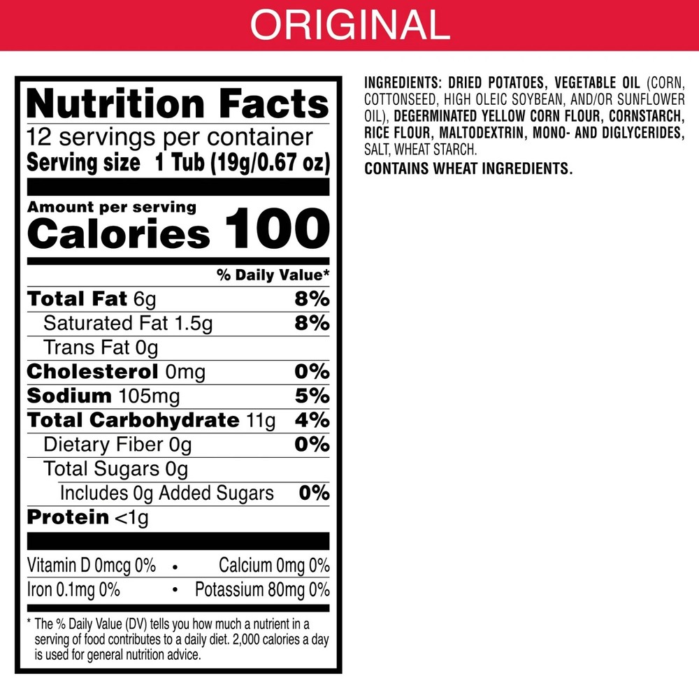 Pringles Snack Cups Original Potato Crisps Chips, Lunch Snacks, 12 Count