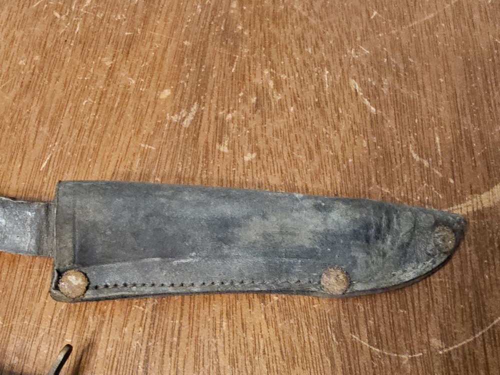 PIC Solingen Germany Stag Handle Fixed Blade Hunting Knife w/ Sheath Needs Work