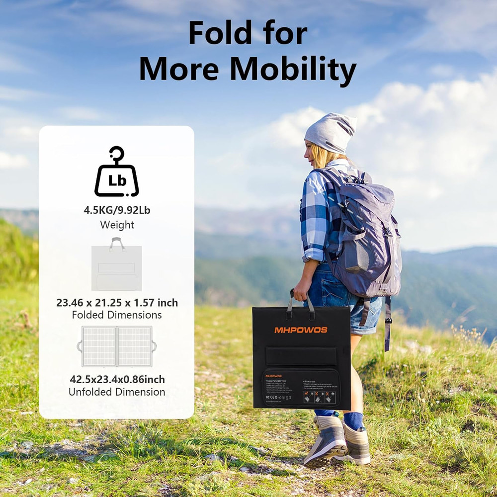 Solar Charger 110W Portable Solar Panel, IP67 Waterproof Foldable Solar Panel Ki