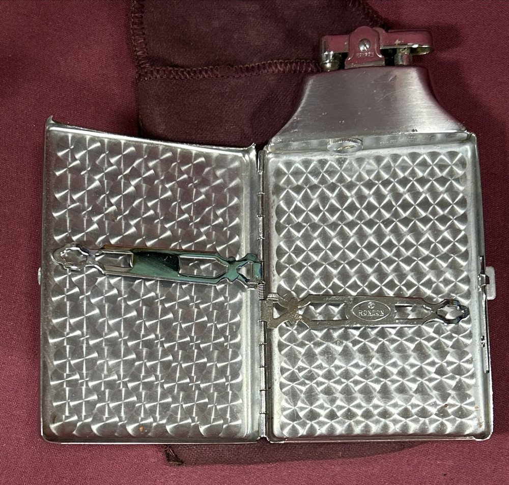 Vintage Ronson Cigarette Case RAM Lighter, Art Deco 1950s